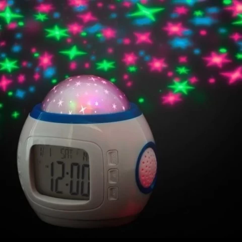RELOJ DESPERTADOR PROYECTOR DE ESTRELLAS CON MÚSICA
