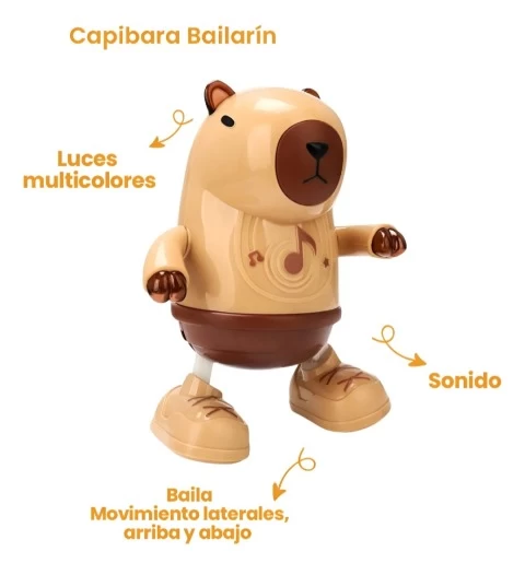 CAPIBARA BAILARÍN CON LUCES Y MÚSICA. PILAS INCLUÍDAS