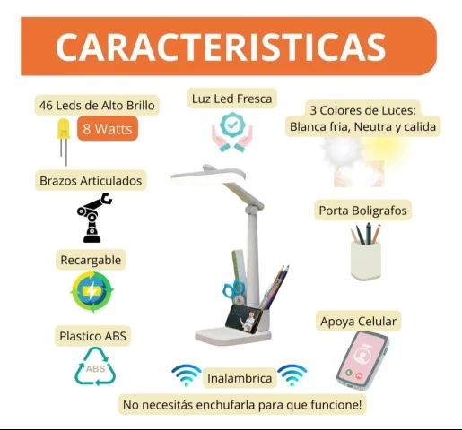 LÁMPARA VELADOR RECARGABLE ARTICULADA